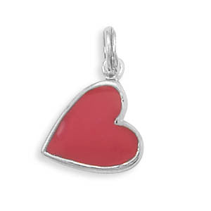 Hot Pink Enamel Heart Charm