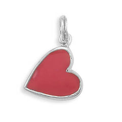 Hot Pink Enamel Heart Charm