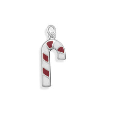 Red and White Enamel Candy Cane Charm