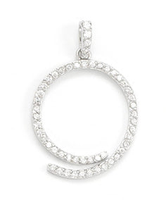Rhodium Plated Round CZ Pendant