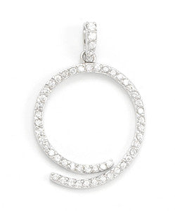 Rhodium Plated Round CZ Pendant