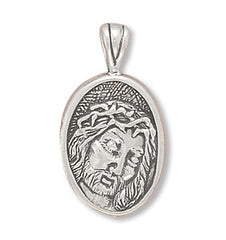 Oxidized Pendant with Christ and the Crown of Thorns
