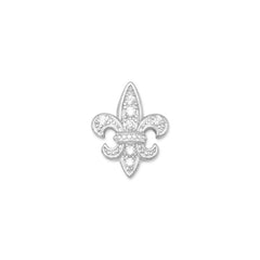 Rhodium Plated Pave CZ Fleur de Lis Slide