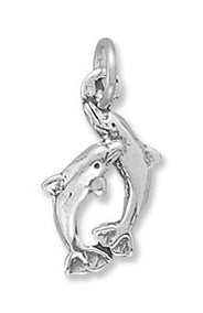 Oxidized Playful Dolphins Charm