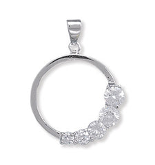Rhodium Plated Graduated CZ Circle Pendant