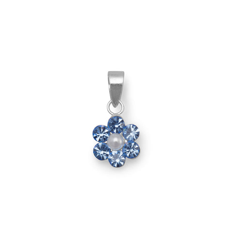 Crystal and Simulated Pearl Flower Pendant