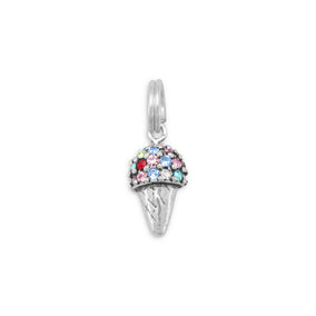 Multicolor Crystal Ice Cream Cone Charm