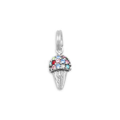 Multicolor Crystal Ice Cream Cone Charm