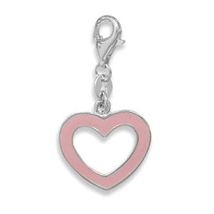 Pink Enamel Heart Charm with Lobster Clasp