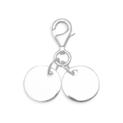 Lobster Clasp Charm with 2 Round Engravable Tags