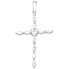 CZ Cross Pendant with CZ Heart Center