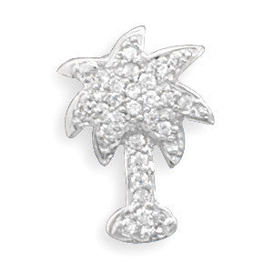 Rhodium Plated CZ Palm Tree Slide