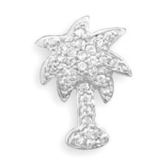 Rhodium Plated CZ Palm Tree Slide