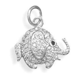 Rhodium Plated CZ Elephant Pendant