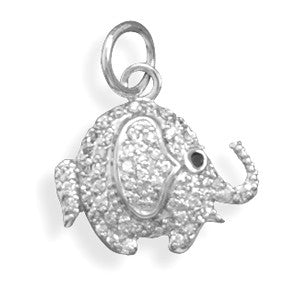 Rhodium Plated CZ Elephant Pendant