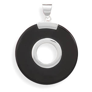 Cut Out Black Onyx Disc Pendant