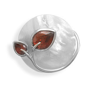 White Shell and Red CZ Slide