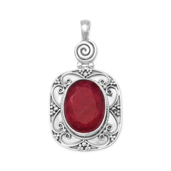 Oxidized Oval Rough-Cut Ruby Pendant
