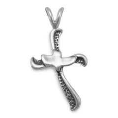Oxidized Cross with Dove Pendant