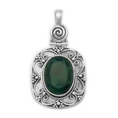 Oxidized Faceted Rough-Cut Emerald Pendant