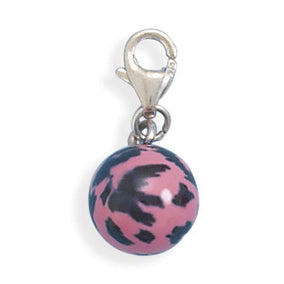 Pink and Black Enamel Bead Charm