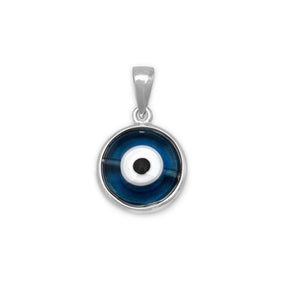 Rhodium Plated Evil Eye Pendant
