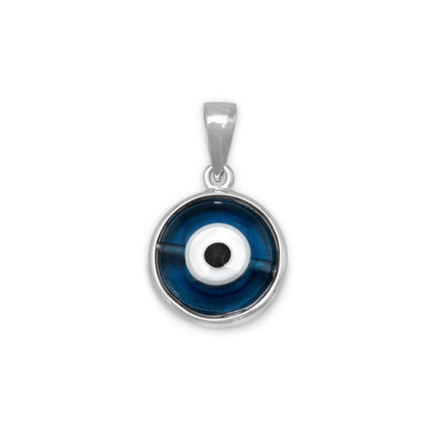 Rhodium Plated Evil Eye Pendant