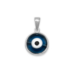 Rhodium Plated Evil Eye Pendant