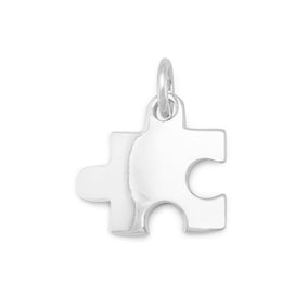 Rhodium Plated Puzzle Piece Pendant