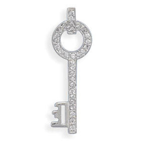 Rhodium Plated CZ Key Slide