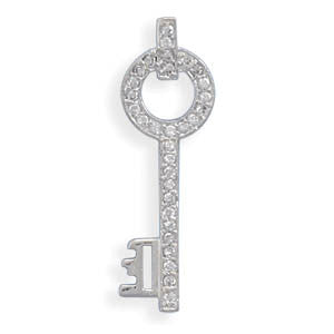 Rhodium Plated CZ Key Slide
