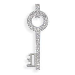 Rhodium Plated CZ Key Slide