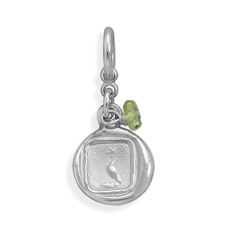 Dove Charm with Peridot Bead