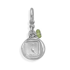 Dove Charm with Peridot Bead