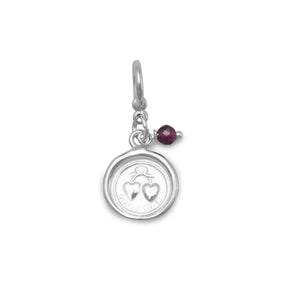 For Ever Hearts Charm with Garnet Bead