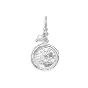 Forget Me Not Charm with Cultured Freshwater Pearl