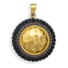 14 Karat Gold Plated Pendant with Black Glass