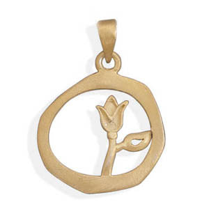 14 Karat Gold Plated Tulip Design Pendant