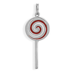 Rhodium Plated Enamel Lollipop Charm
