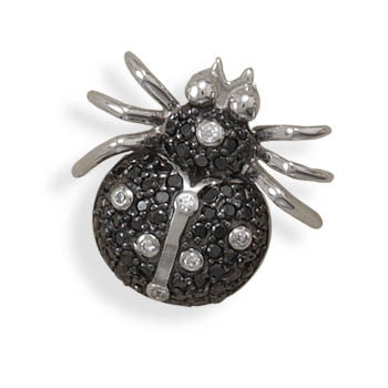 Rhodium Plated Black and White CZ Beetle Slide