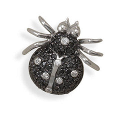 Rhodium Plated Black and White CZ Beetle Slide