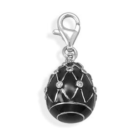 Rhodium Plated Egg Charm with Lobster Clasp