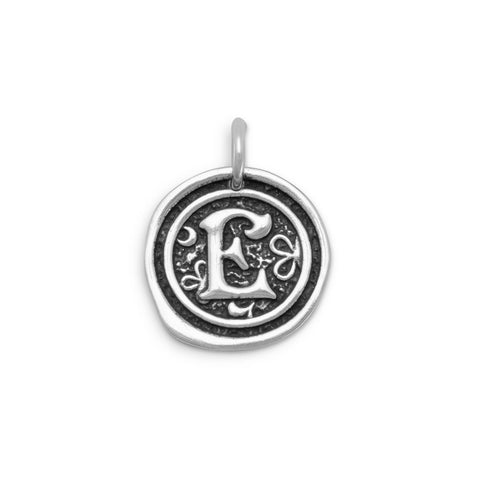 Oxidized Initial "E" Pendant