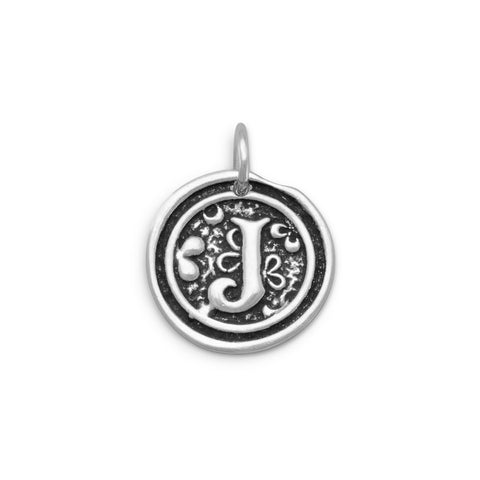 Oxidized Initial "J" Pendant