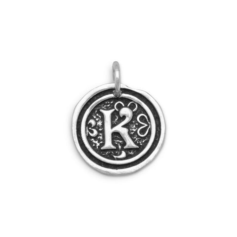 Oxidized Initial "K" Pendant