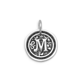 Oxidized Initial "M" Pendant
