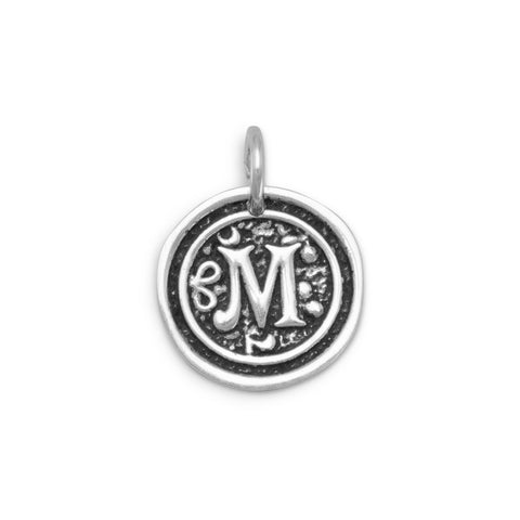 Oxidized Initial "M" Pendant