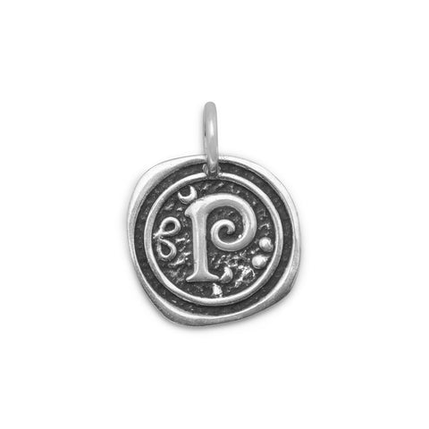 Oxidized Initial "P" Pendant