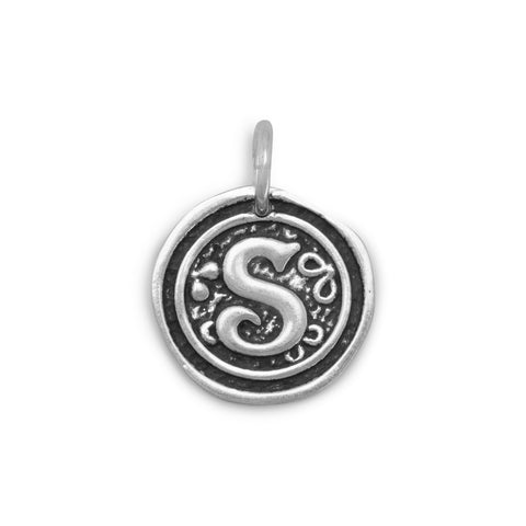 Oxidized Initial "S" Pendant