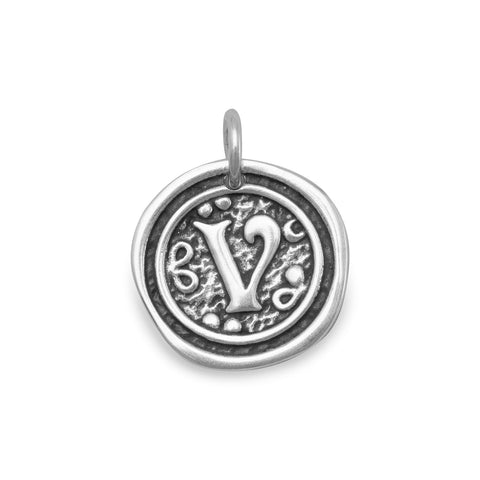 Oxidized Initial "V" Pendant